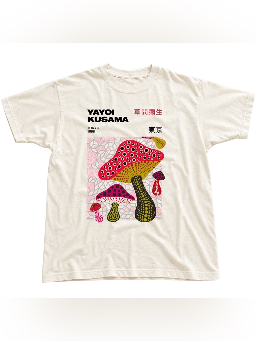 Colorful Mushroom Graphic Tee - Cream with Vintage Classic Vintage